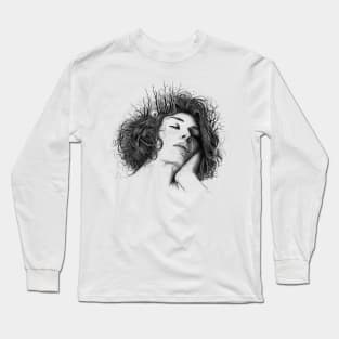 Melancholic woman digital illustration. Hand drawn sketch Long Sleeve T-Shirt